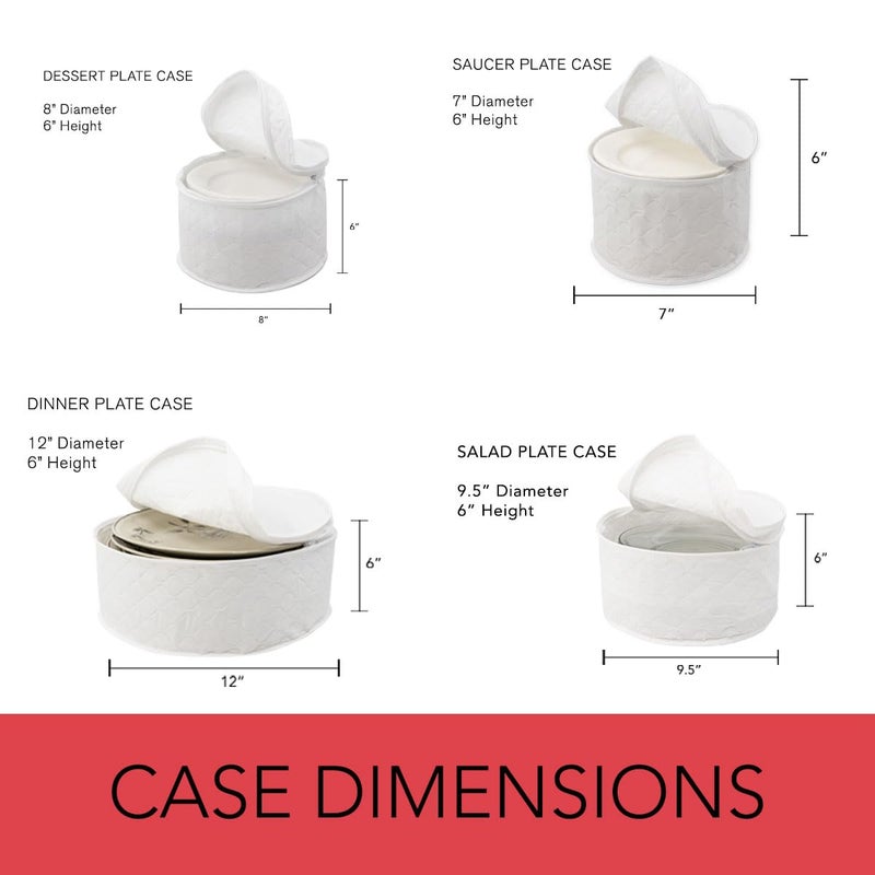 LAMINET 6 Piece Quilted Dinnerware Storage Starter Set - Includes 4 Plate Cases, 1 Cup Case & Platter Case - WHITE - Image 5